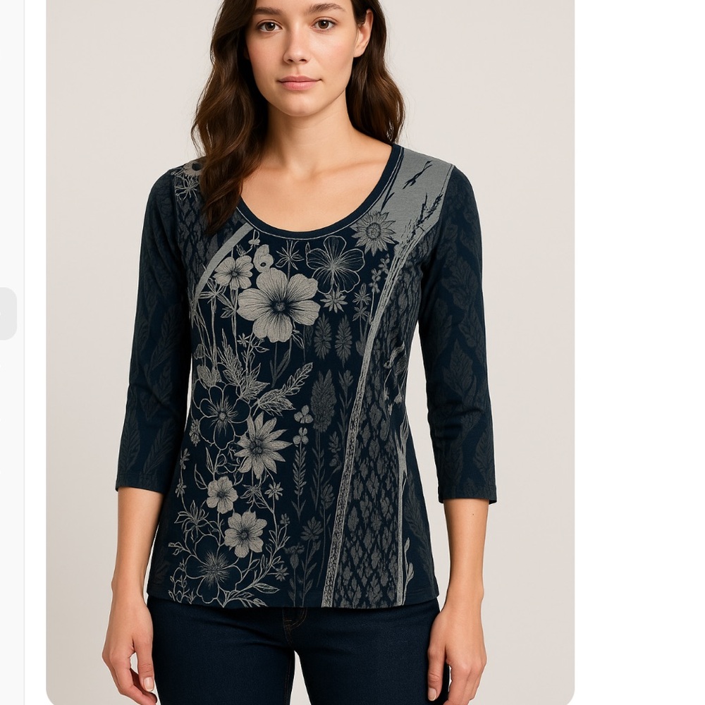 Y2K Vanilla Sugar Woman Small  Lace Floral Print 3/4 Sleeve Scoop Fairy Grunge